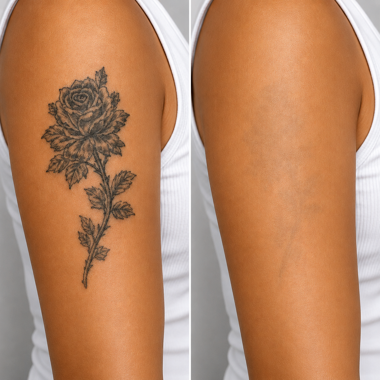 Tattoo removal_ Laser tattoo removal transformation on upper arm