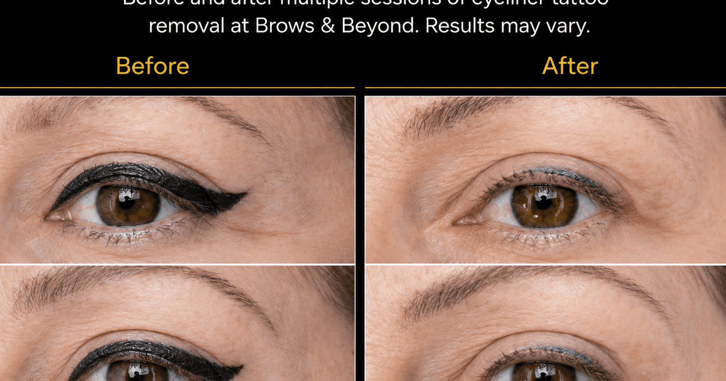 Laser eyeliner removal Auckland - before and after results at Brows and Beyond NZ